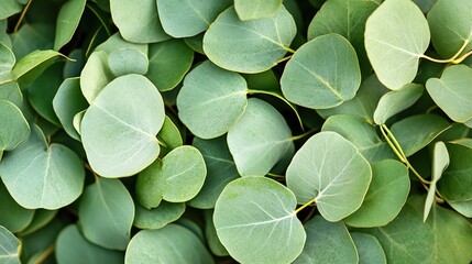 Fototapeta premium Selective Focus on Eucalyptus Leaves with Soft Green Background