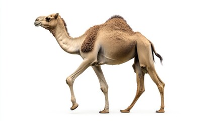 Camel Walking on White Background