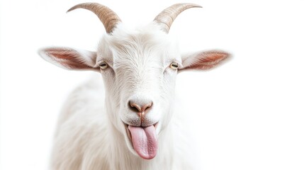 Fototapeta premium Portrait of a Playful Goat with Tongue Out