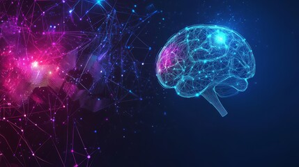 Brain Connectivity: A digital representation of the human brain, interconnected with glowing networks, symbolizing the complexities of thought, innovation, and the vastness of knowledge.