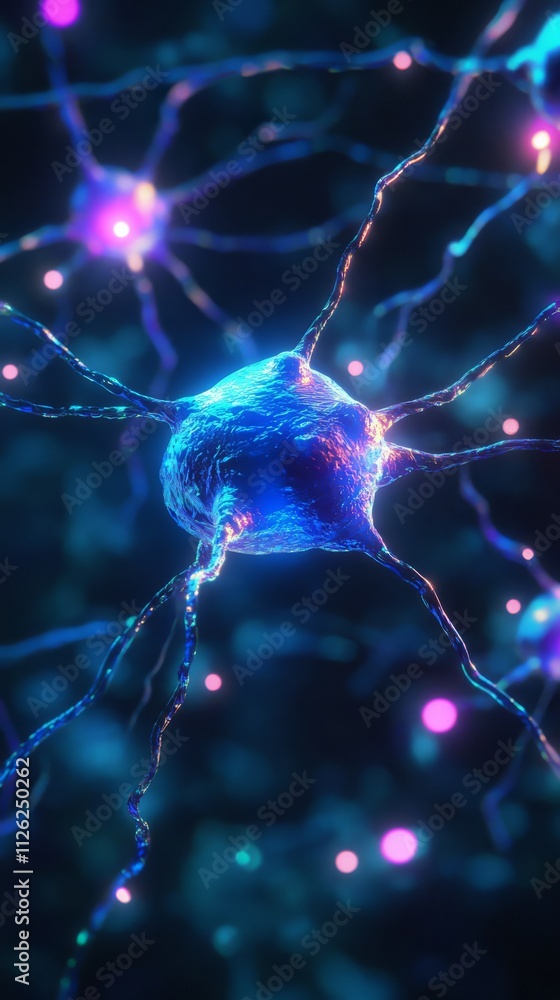 Poster neural network: a stunning, close-up depiction of a neural network with vibrant colors, highlighting