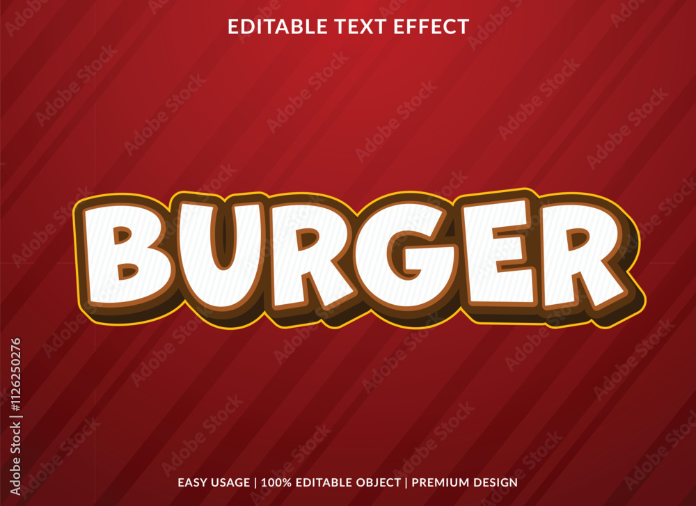 Poster burger text effect editable template playful color style use for business logo and brand