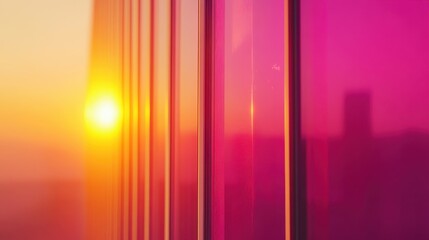 Vibrant Sunset Through Colorful Glass Panels