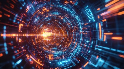 Obraz premium High-Tech Abstract Background with Circuit Design and Light Effects