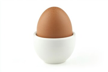 A single brown boiled egg sitting upright in a smooth