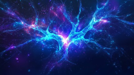 Celestial Nebula: An evocative digital rendering of a vibrant, multi-hued nebula in the vast expanse of space, with intricate, branching patterns and an ethereal glow.