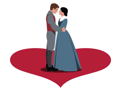 couple embracing on red heart clip art preview