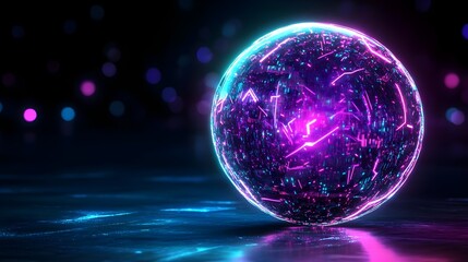 neon glowing sphere, futuristic tech - cyberpunk aesthetic