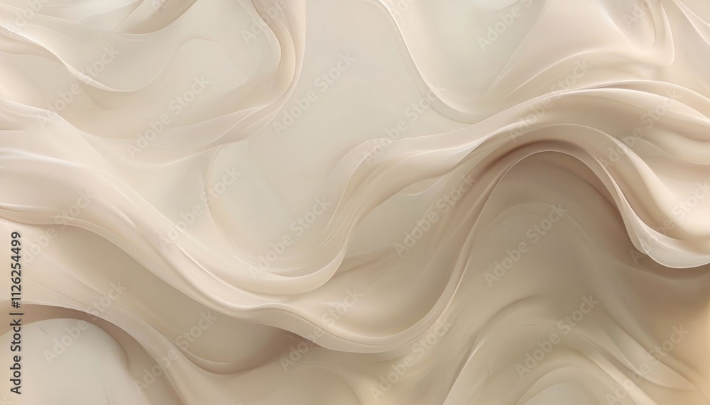 Poster elegant cream silk waves creating abstract fluid movement in soft light.