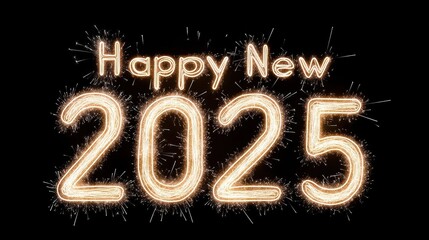 Happy New Year Two Thousand Twenty Five Sparkler Display