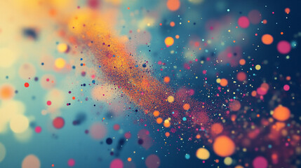 Vibrant Colorful Particle Explosion with Soft Bokeh Background for Artistic and Creative Projects