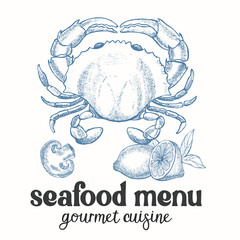  Illustration for seafood restaurant cafe menu.