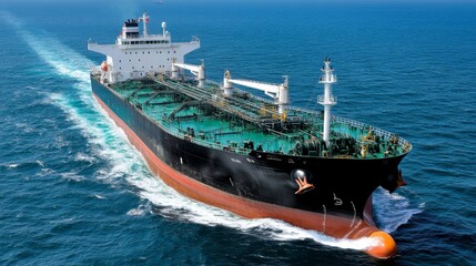 Large Oil Tanker Navigating Open Ocean Waters