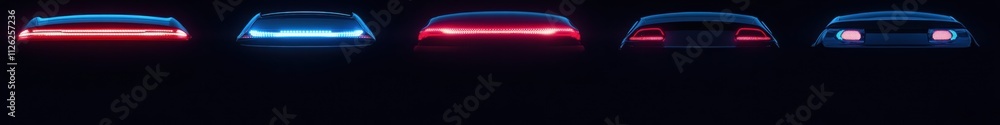 Aufkleber a vibrant arrangement of assorted led car headlights and tail lights set against a dark background, 