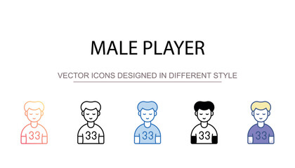 Male Player icon design with white background stock illustration