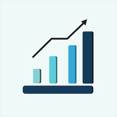 PA simple and clean bar chart with a rising line graph, symbolizing growth and upward trend.