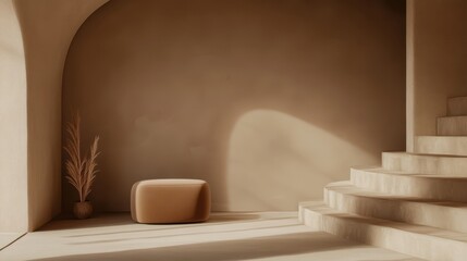 Beige Interior Design with Elegant Stairs