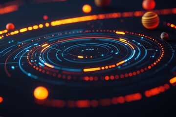 Obraz premium Dynamic Planet Orbit Visualization in a Cosmic Environment Futuristic Perspective