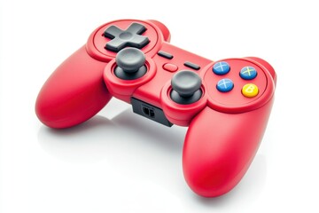 Red Game Controller with Dual Joysticks and Buttons isolated on a white background