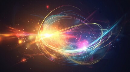 Obraz premium Glowing Geometric Lines and Shapes with Ethereal Light Effects