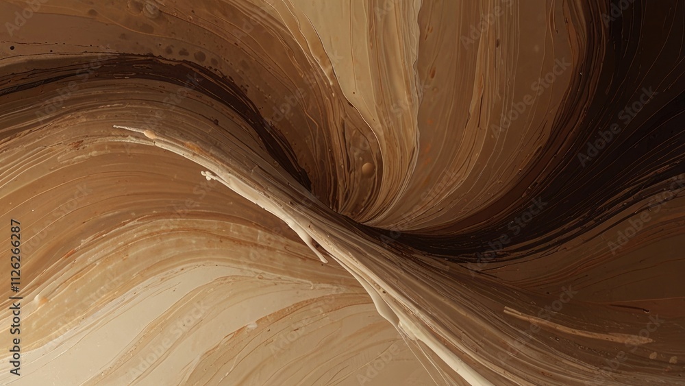 Poster abstract earthy tones with swirling patterns and textural layers.