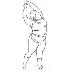 One continuous single drawing line art flat doodle yoga, lifestyle, healthy, woman, female, body positive. Isolated image hand draw contour on a white background
