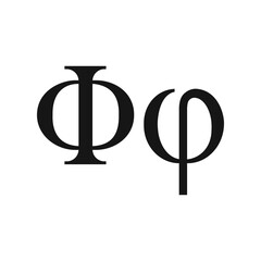 Phi greek letter, Phi ancient symbol vector illustration