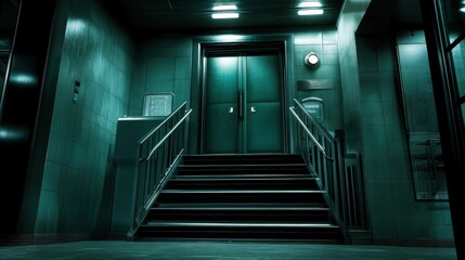 Fototapeta premium Dark and Mysterious Staircase in an Old Building