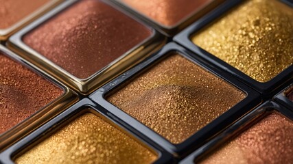Fototapeta premium A vivid close-up of a gold and browns palette, highlighting rich textures and shimmering surface for visual appeal.