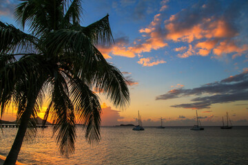 Sunset over Hillsborough Bay, Carriacou Island, Grenada.