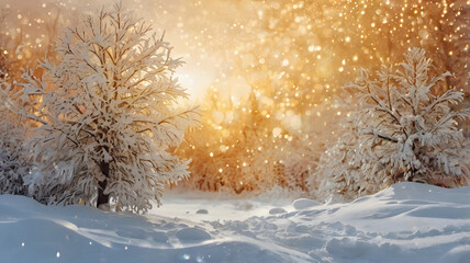 snow covered tree in winter, ai generated