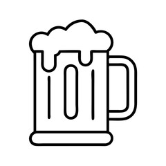 beer mug icon, food vector icon, beverage vector illustration - black outline icon of beer mug symbolizing food, beverage, and tasty food in simple design.