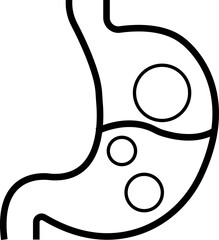Heartburn black glyph icon. Stomach ache. Food poisoning. Gastrointestinal problem. Inflammation in organ. Silhouette symbol space. Gastritis and acid reflux, indigestion and stomach pain problems.