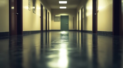 Obraz premium Eerie Hallway: Reflections of a Mysterious Pathway