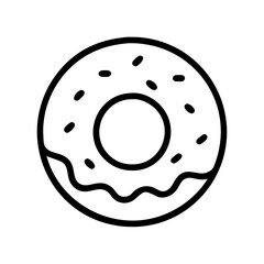 donut icon, food vector icon, beverage vector illustration - black outline icon of donut symbolizing food, beverage, and tasty food in simple design.
