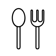 fork spoon icon, food vector icon, beverage vector illustration - black outline icon of fork spoon symbolizing food, beverage, and tasty food in simple design.