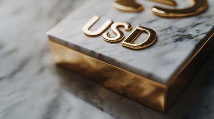 Golden USD Symbol on Marble
