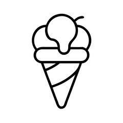 ice cream icon, food vector icon, beverage vector illustration - black outline icon of ice cream symbolizing food, beverage, and tasty food in simple design.