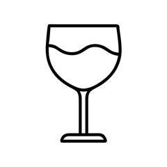 wine glass icon, food vector icon, beverage vector illustration - black outline icon of wine glass symbolizing food, beverage, and tasty food in simple design.