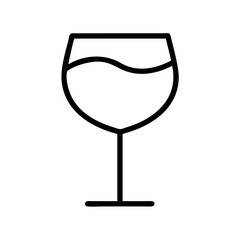 wine glass icon, food vector icon, beverage vector illustration - black outline icon of wine glass symbolizing food, beverage, and tasty food in simple design.