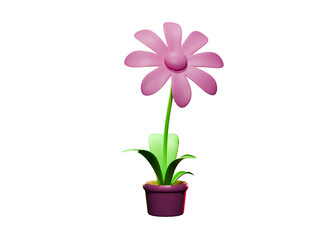 3D Flowers cute low poly