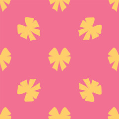 A seamless pattern with flat textured bows and ribbons