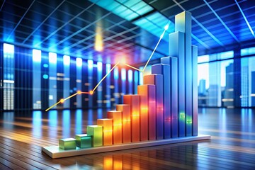 3D Financial Performance Bar Chart Results - Rule of Thirds Composition