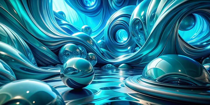 Abstract Blue Turquoise 3D Background - Dynamic Modern Design