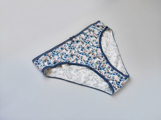 Classic women's underwear cotton slip panties on a gray background	