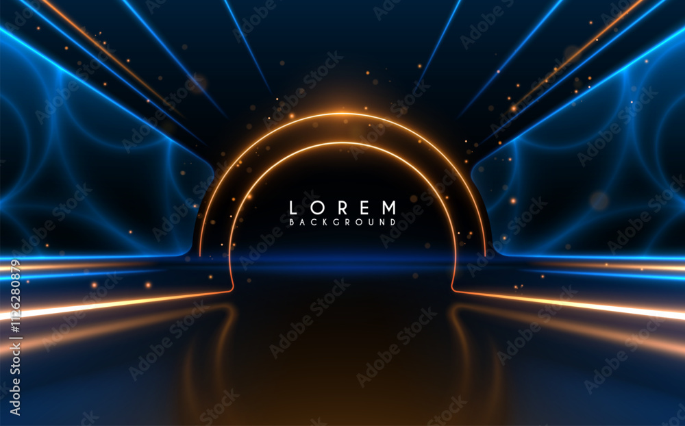 Wall mural blue and gold light background