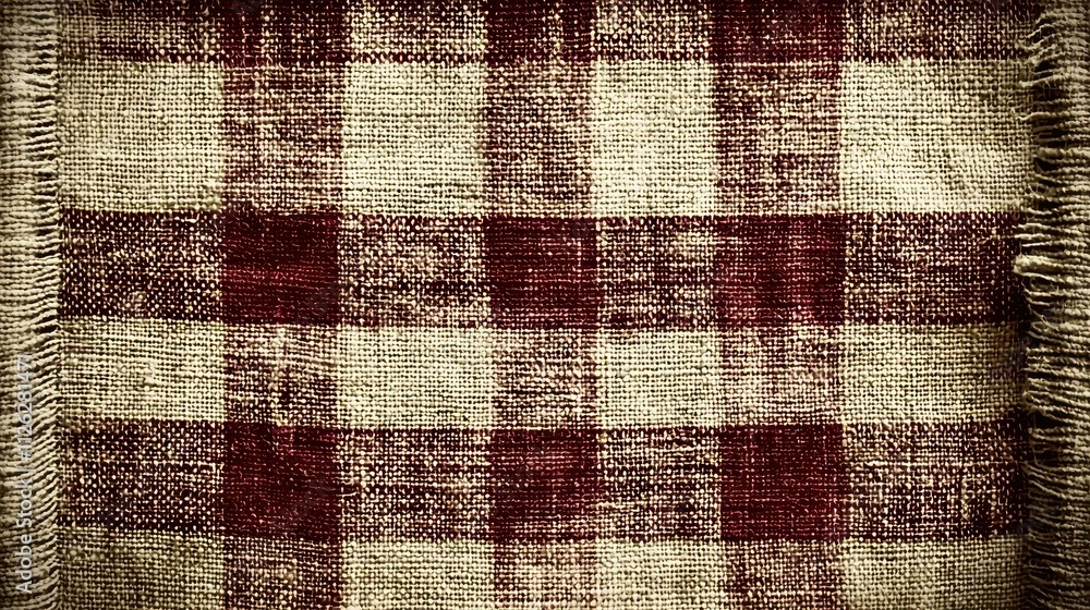 Poster textured fabric with a checkered pattern.