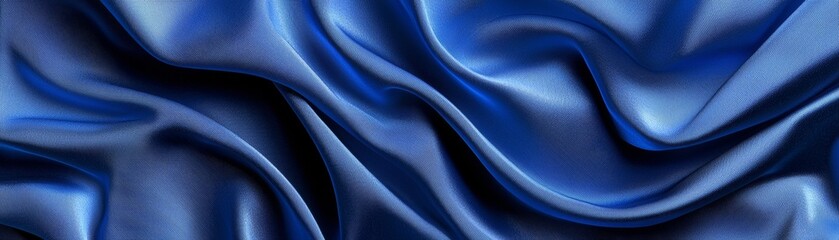 Obraz premium Luxurious royal blue satin sheet detail fabric display indoor close-up