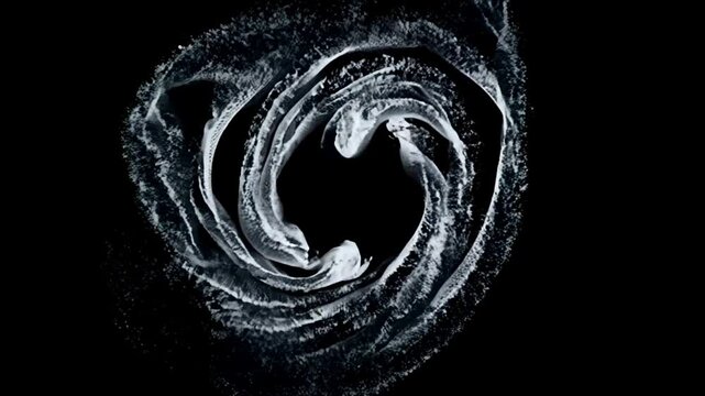 Water spiral in black space background. 