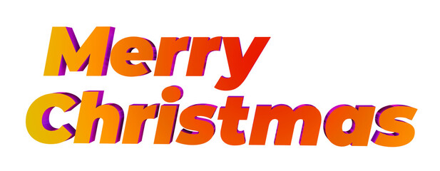 3D inscription Merry Christmas on a transparent background